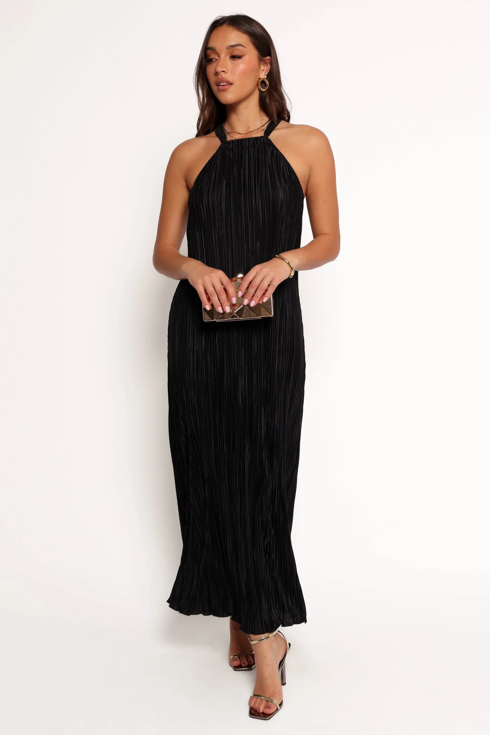 Melody Plisse Halter Maxi Dress